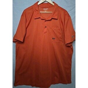 Ariat Rebar Foreman Matheson Polo Shirt, Men's Sz 3XL Tall, Orange/Rust